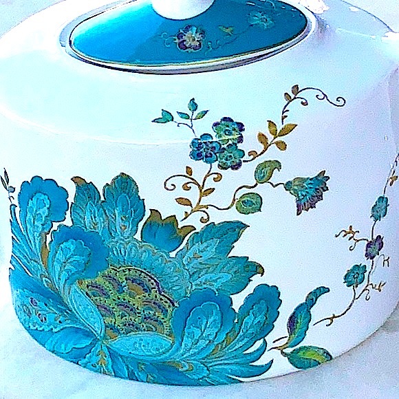 222 FIFTH ELIZA TEAL TEA POT & LID NEW PORCELAIN INCH FLORAL 4 CUPS - Picture 7 of 8